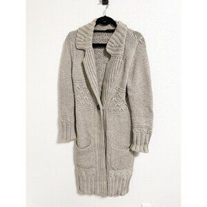 Iris von Arnim Womens Cashmere Long Chunky Knit Cardigan Sweater Beige Size S
